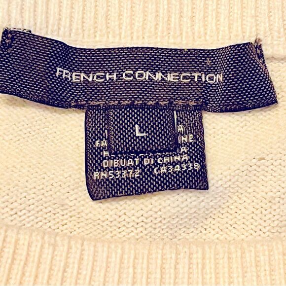 French Connection Apres Ski Frenchie Bulldog Sweater Size Large Lightweight Knit - Picture 6 of 7